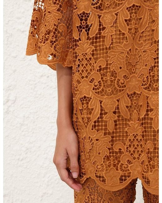 Zimmermann Brown Coco Laced Tunic Top