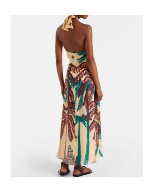 Johanna Ortiz Metallic Floral Linen Midi Dress