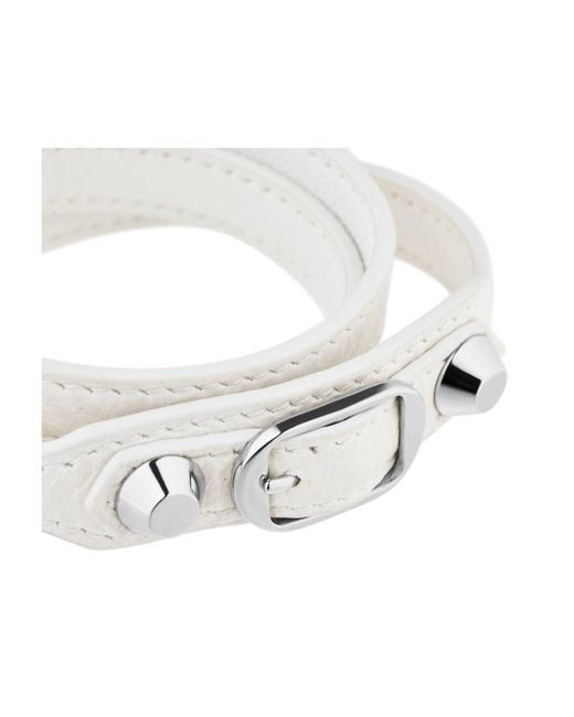 Balenciaga White Double-Wrap Buckle Bracelet