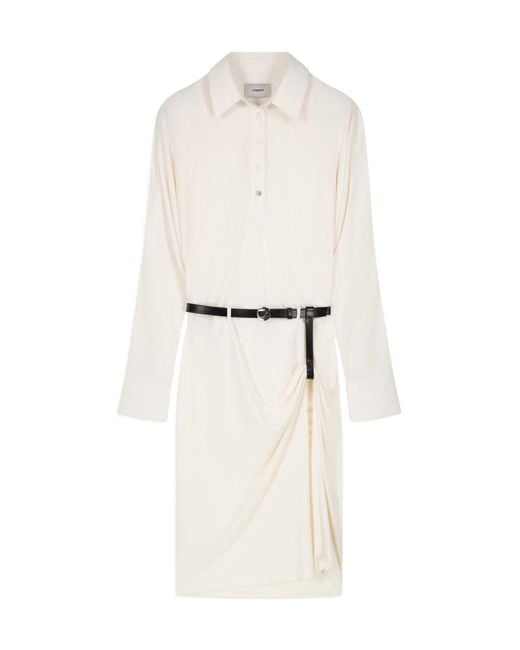 Coperni White Belted Draped Dress