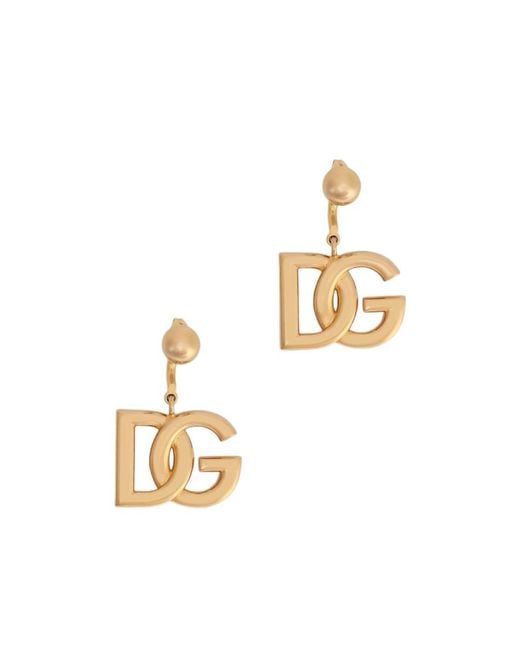 Dolce & Gabbana Metallic Interlocking Logo Earrings