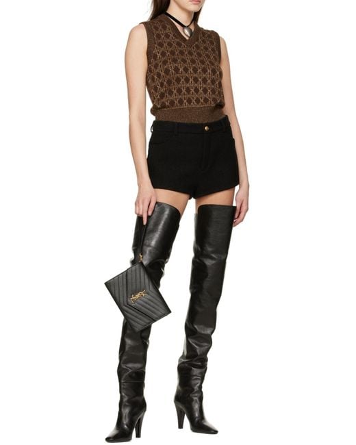 Saint Laurent Black Cassandre Quilted Flap Pouch