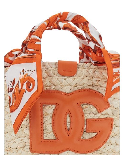 Dolce & Gabbana Orange Kendra Logo Detailed Basket Bag