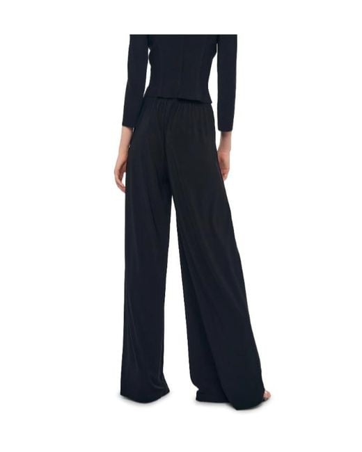 Norma Kamali Black Wide-Leg Trousers