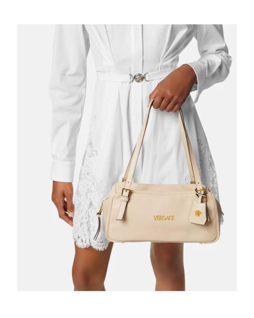 Versace Natural Tag Logo Shoulder Bag