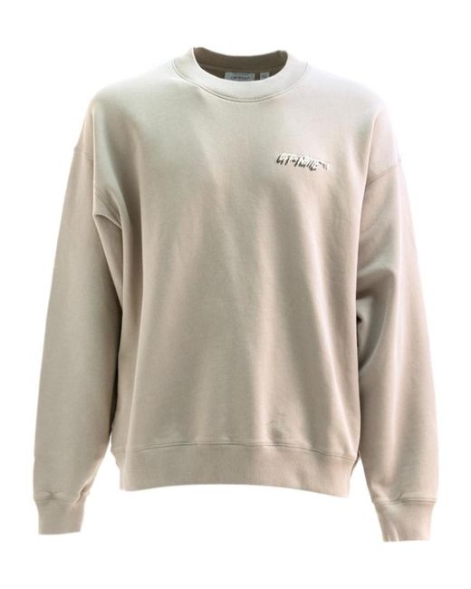 Off-White c/o Virgil Abloh Natural Logo-Detail Crew-Neck Sweatshirt for men