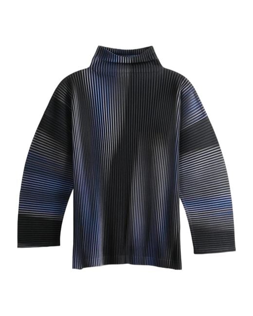 Homme Plissé Issey Miyake Blue Mock-Neck T-Shirt for men