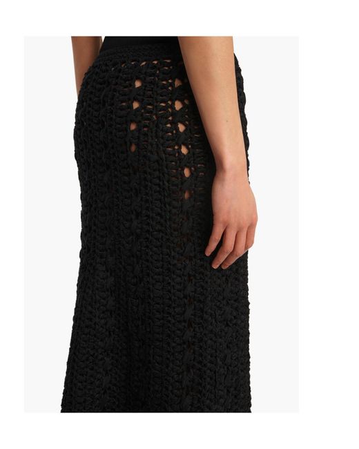 Khaite Black Ryder Crochet Midi Skirt