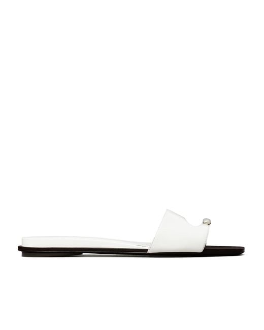 Tory Burch White Pierced Slides