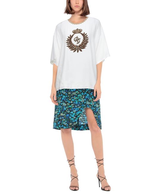 Dolce & Gabbana White Solid-Colored Short-Sleeved Top