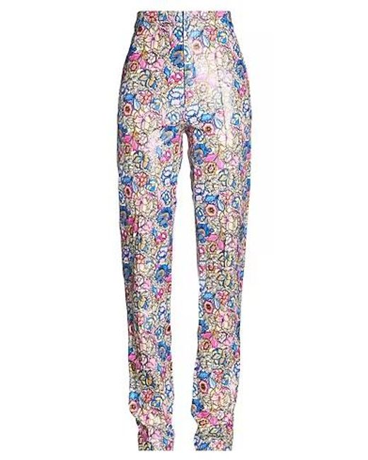 Isabel Marant Blue Straight-Leg Leather Pants