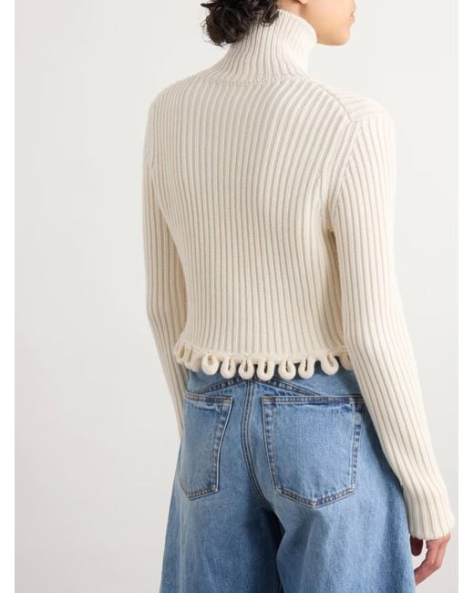 Alaïa White Lace-Up Wool Ribbed Sweater