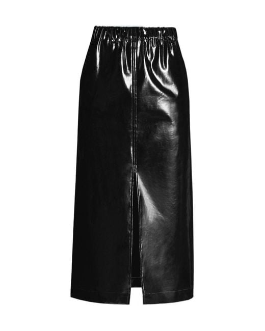 Maison Margiela Black Midirock Front Slit Skirt