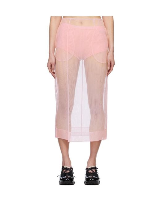Simone Rocha Pink Sheer Slit Skirt