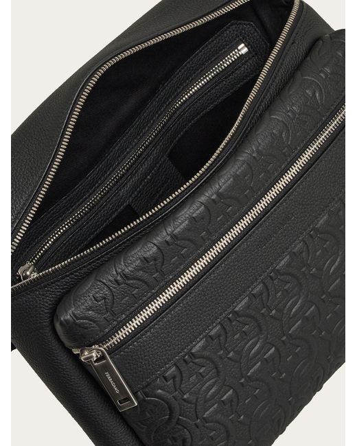 Ferragamo Black Embossed Satchel for men