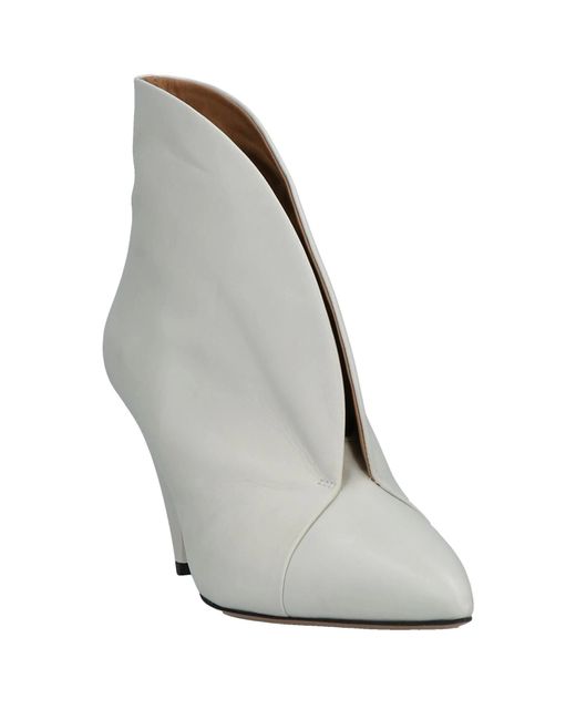 Isabel Marant White Minimalist Leather Ankle Boots
