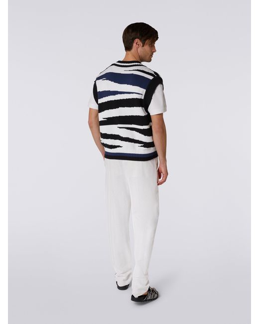 Missoni Blue Graphic-Print V-Neck Vest for men