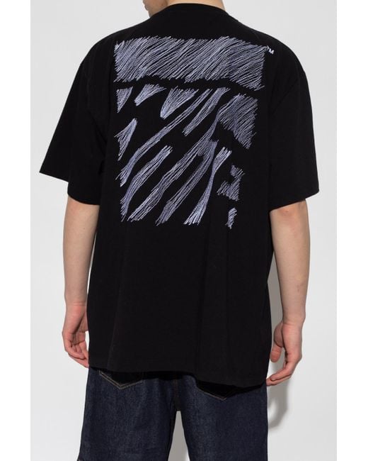 Off-White c/o Virgil Abloh Black Scribble Diag Printed Crewneck T-Shirt for men