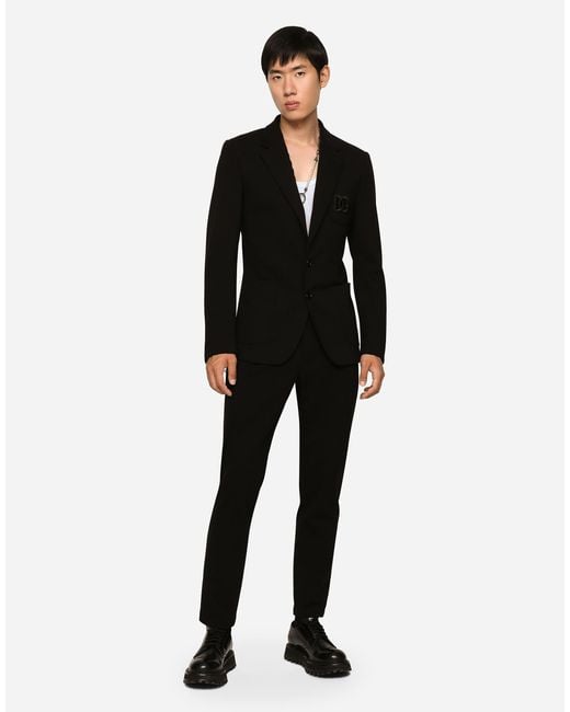 Dolce & Gabbana Black Dg Patch Jersey Jogging Pants for men