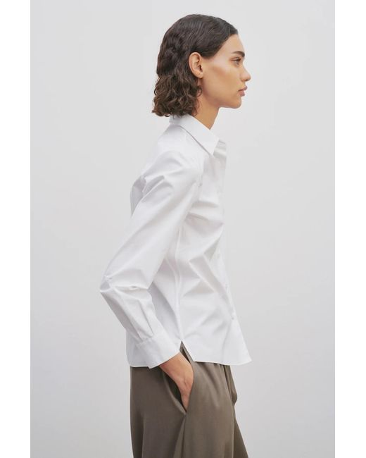 The Row White Sadie Lapel Shirt