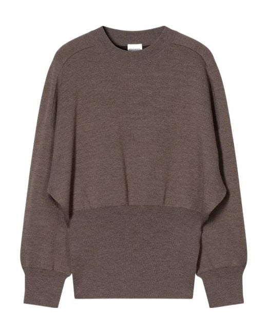 Closed Brown Long-Sleeve Crew-Neck Sweater