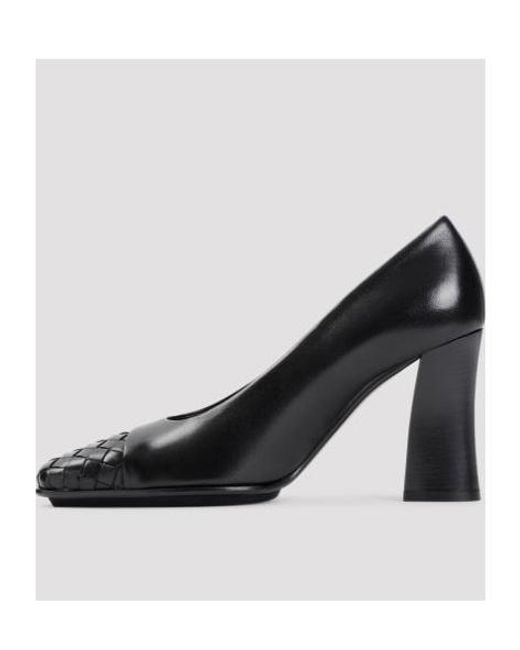 Bottega Veneta Black Square-Toe Block Heeled Pumps