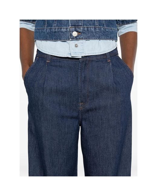 7 For All Mankind Blue Pleated Jeans