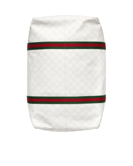 Gucci White Medium Duffle Bag With Web for men