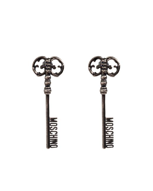 Moschino White Logo Lettering Earrings