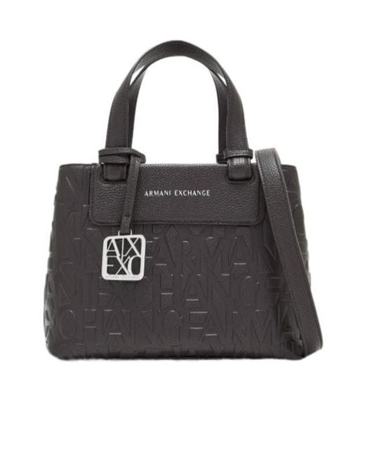 ARMANI EXCHANGE Black Tote Shopping Bag With Coated Belts