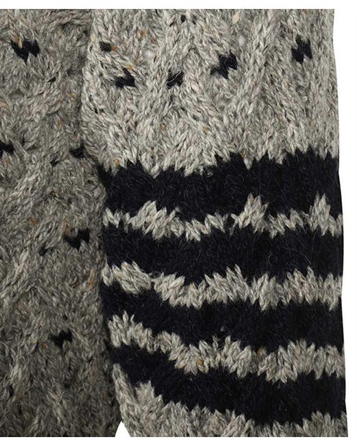 Thom Browne Gray Crewneck Cable-Knit Jumper for men