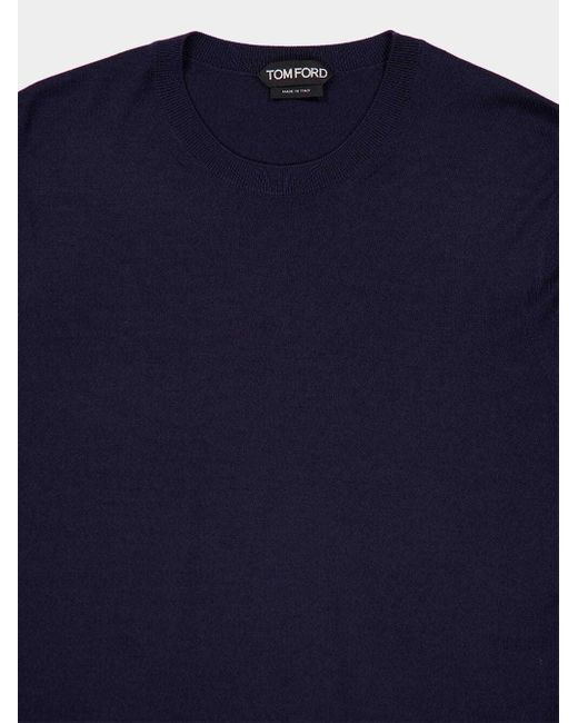 Tom Ford Blue Crewneck Fine-Knit Jumper for men