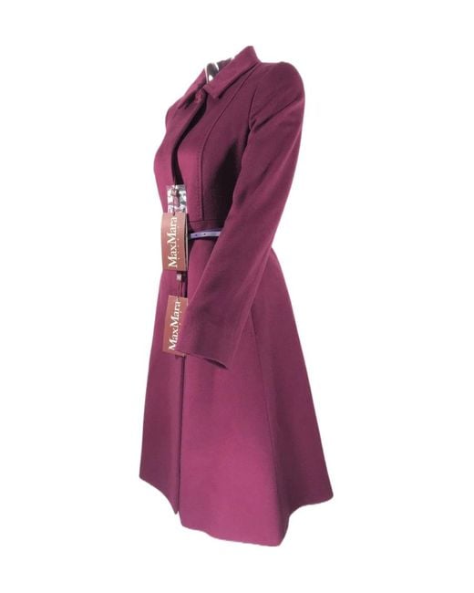 Max Mara Purple Logo Cashmere Coat