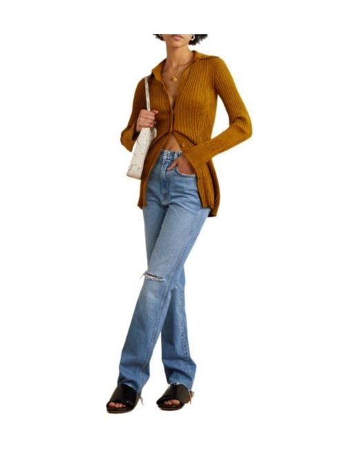 GRLFRND Blue Vintage High-Waist Straight-Leg Jeans