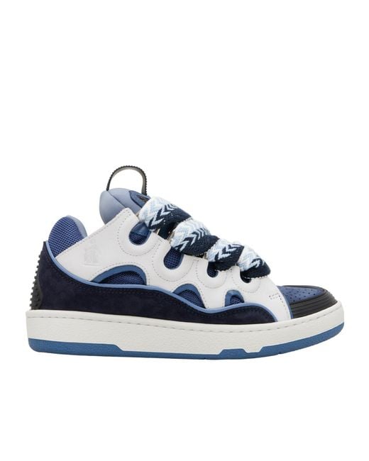 Lanvin Blue Curb Leather Sneakers for men