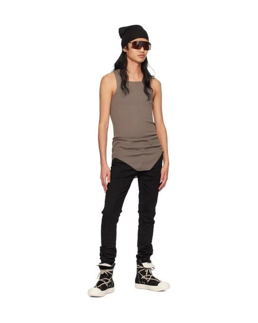 Rick Owens Black Aircut Low-Rise Tapered Jeans for men