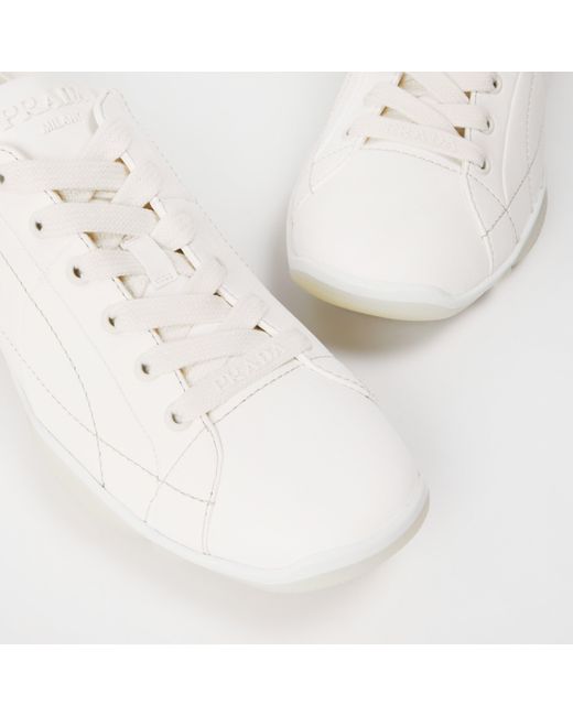 Prada White Lace-Up Sneakers