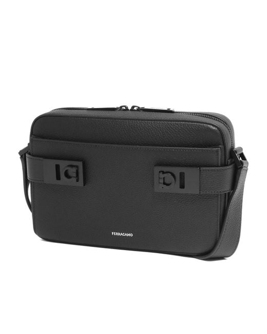 Ferragamo Black Ferragamo Twins Logo Messenger Bag for men