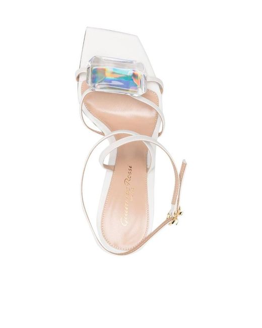 Gianvito Rossi White Crystal Strappy Sandals
