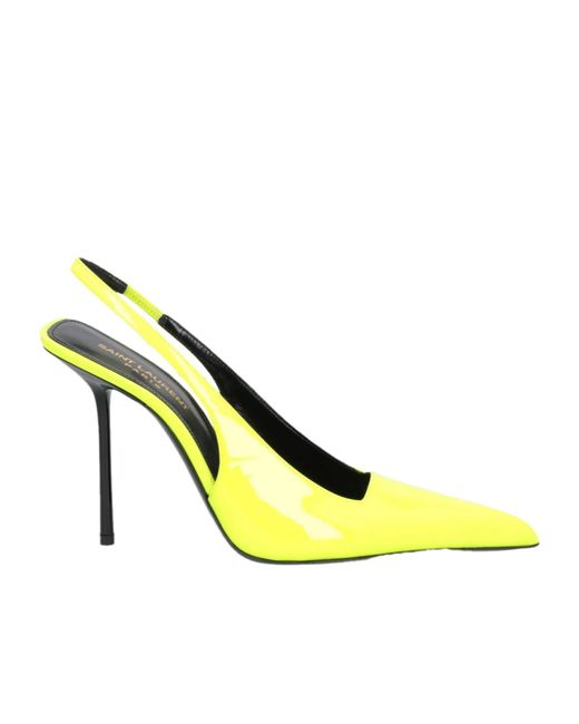 Saint Laurent Yellow Patent Leather Pointed-Toe High Heels