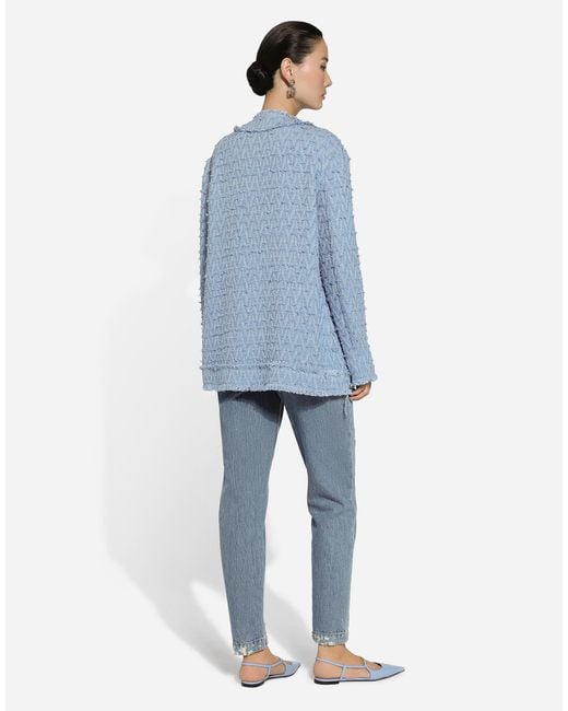Dolce & Gabbana Blue 4 Pockets Tweed Jacket