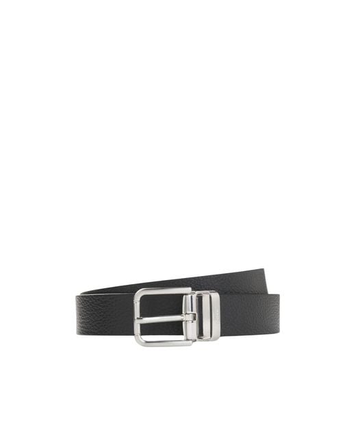 Boss White Grained-Leather Belt for men
