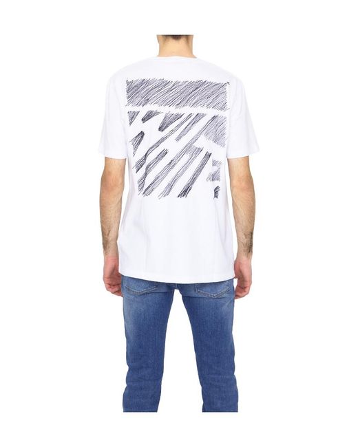 Off-White c/o Virgil Abloh Blue Logo-Embroidered T-Shirt for men