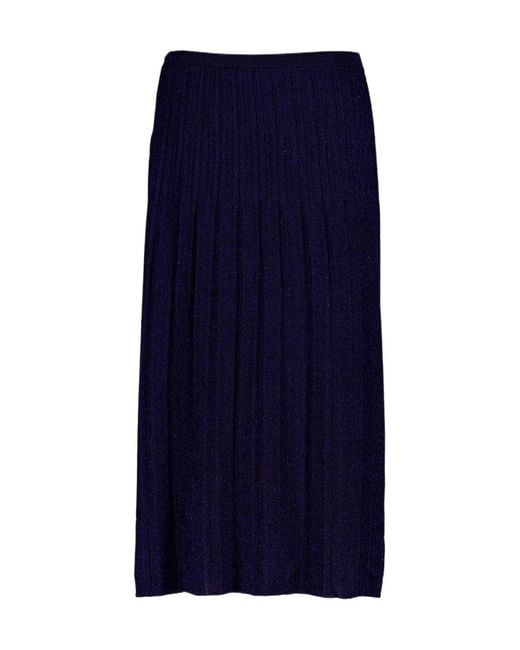 Zimmermann Blue Ribbed Lurex Midi Skirt