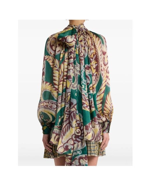 Etro Multicolor Self-Tied Fastened Floral Printed Blouse