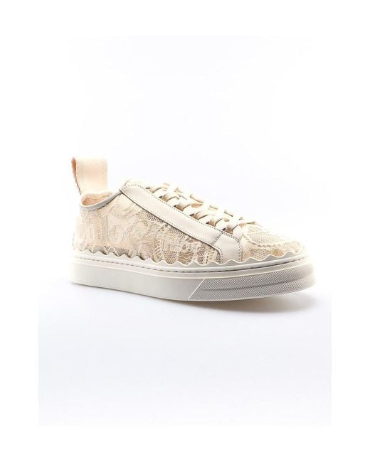 Chloé Natural Chloé Lauren Lace-Up Sneakers
