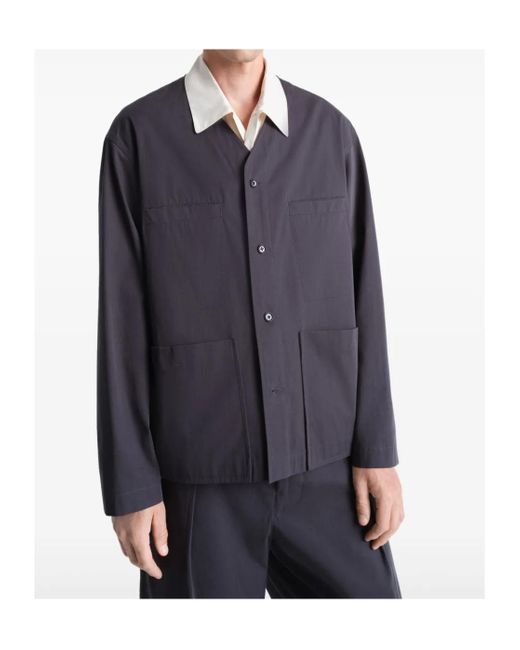 Lemaire Blue Collarless Overshirt for men