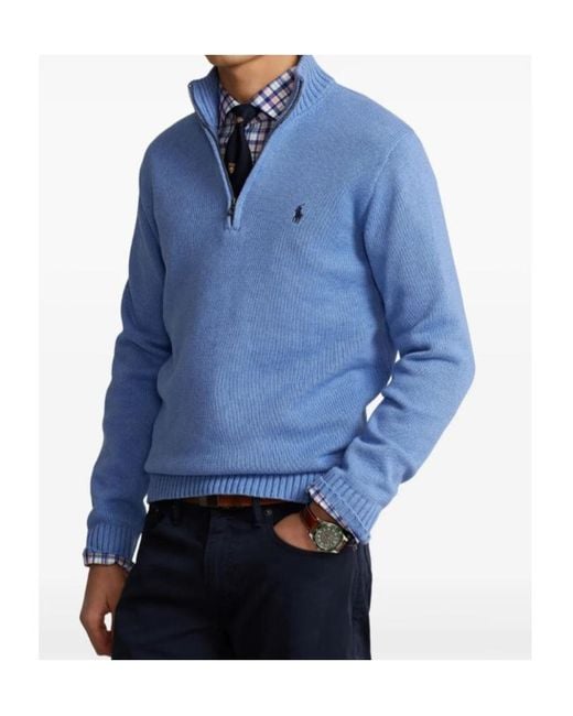 Polo Ralph Lauren Blue Zip Long-Sleeve Sweater for men