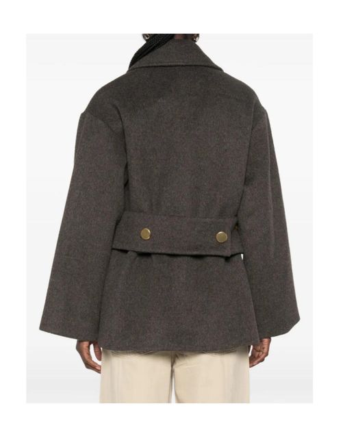 P.A.R.O.S.H. Black Notch-Lapel Double-Breasted Coat
