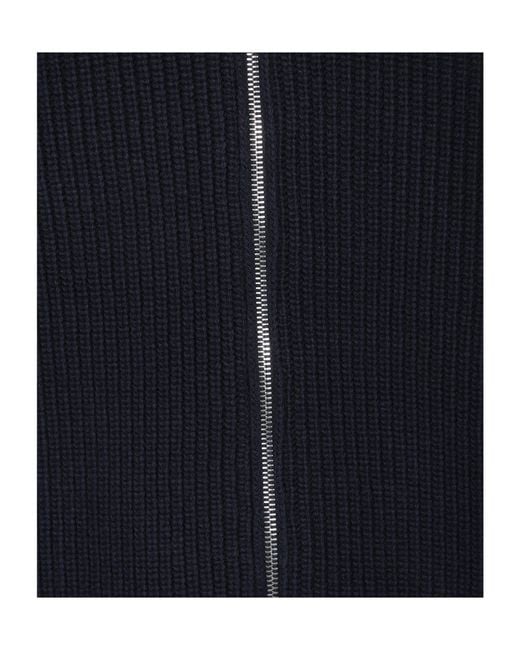 Zanone Black Ribbed Zip-Up Jacket for men